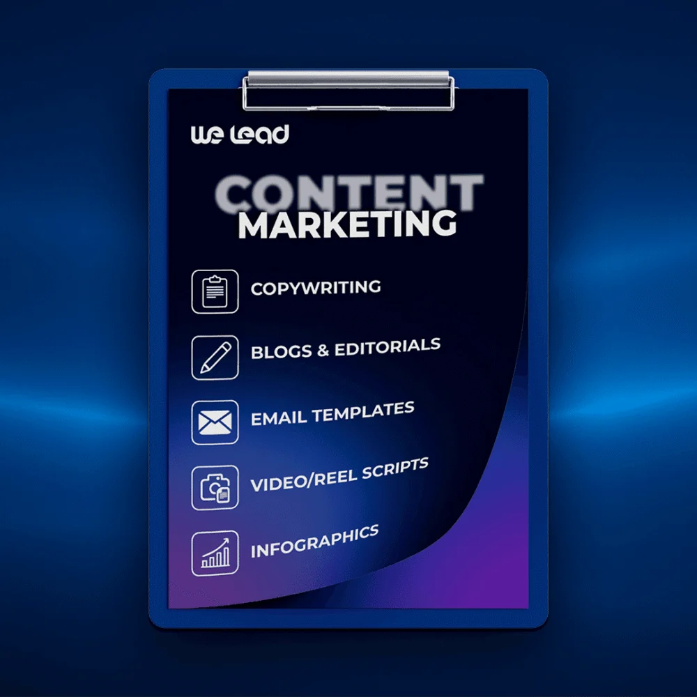 We Lead content marketing services sheet