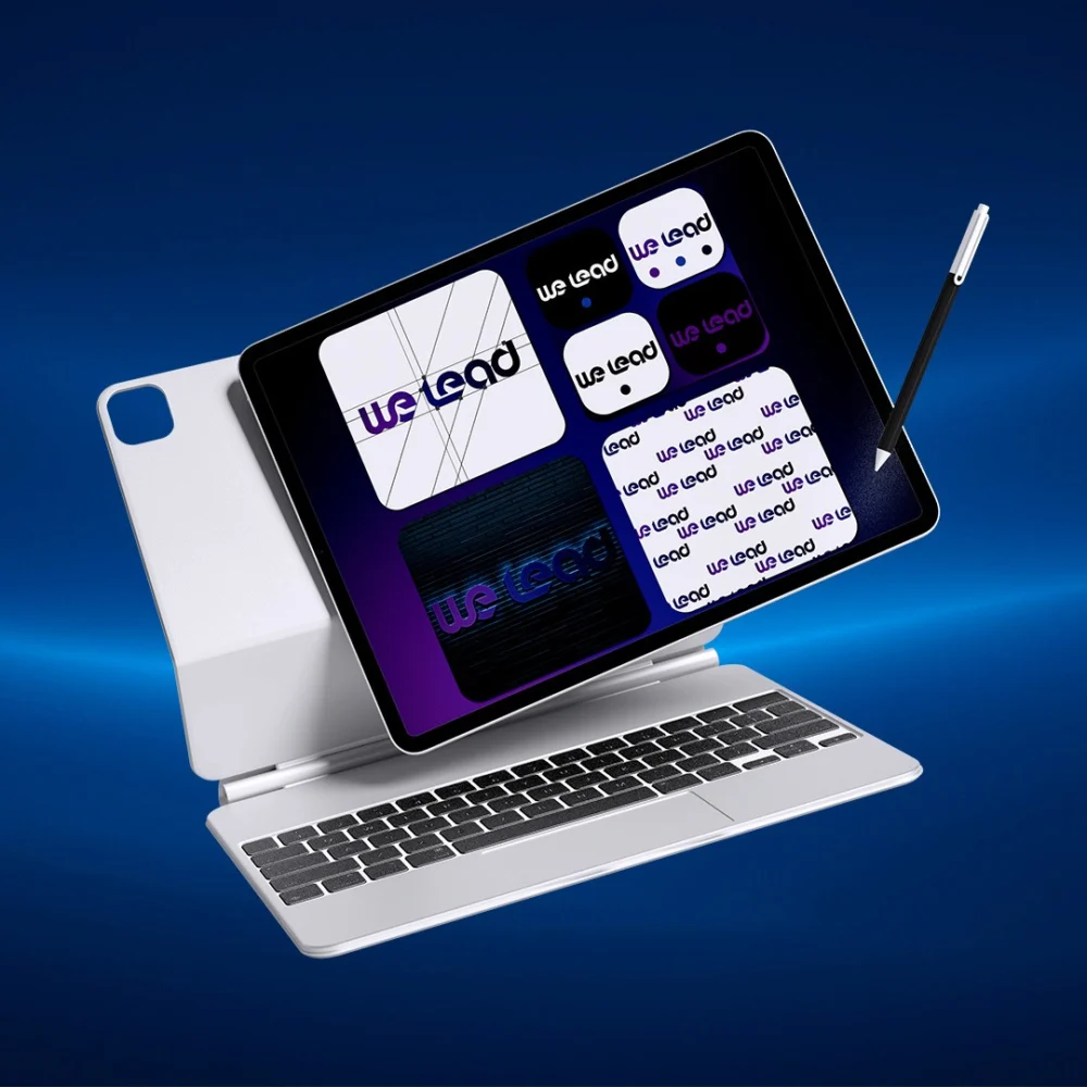 Logo and identity explorations on a tablet